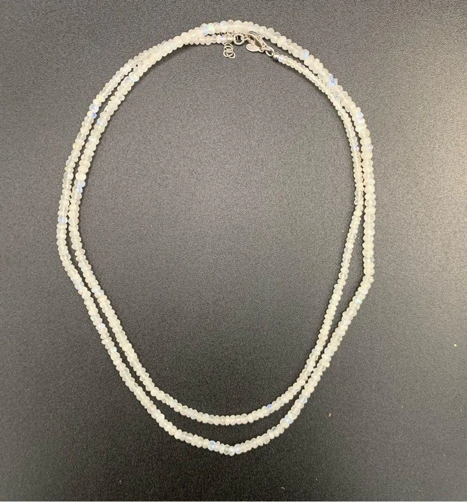 Set Of 2 Beaded Quartz And Sterling Silver Necklaces Made In India Blue White - Image 4