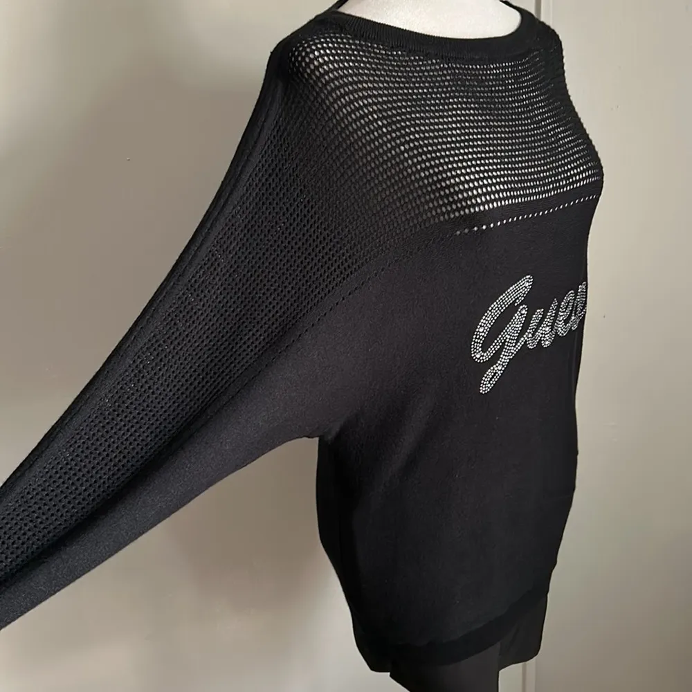 NWT GUESS Rhinestone Embellished Dolman Sleeve Boatneck 99s Sweater - Image 4