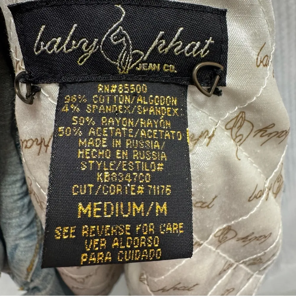 Vintage Y2K Baby Phat Lightwash Cropped Fitted Denim Jacket-Size Medium - Image 12