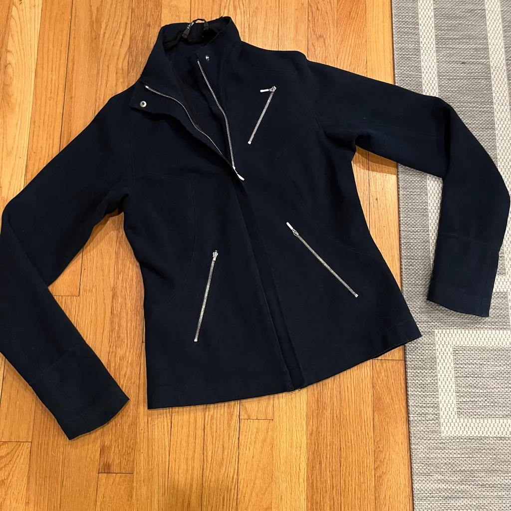 Nau Wool Jacket Navy Contrast Wool Design Size Small Blue - Image 3