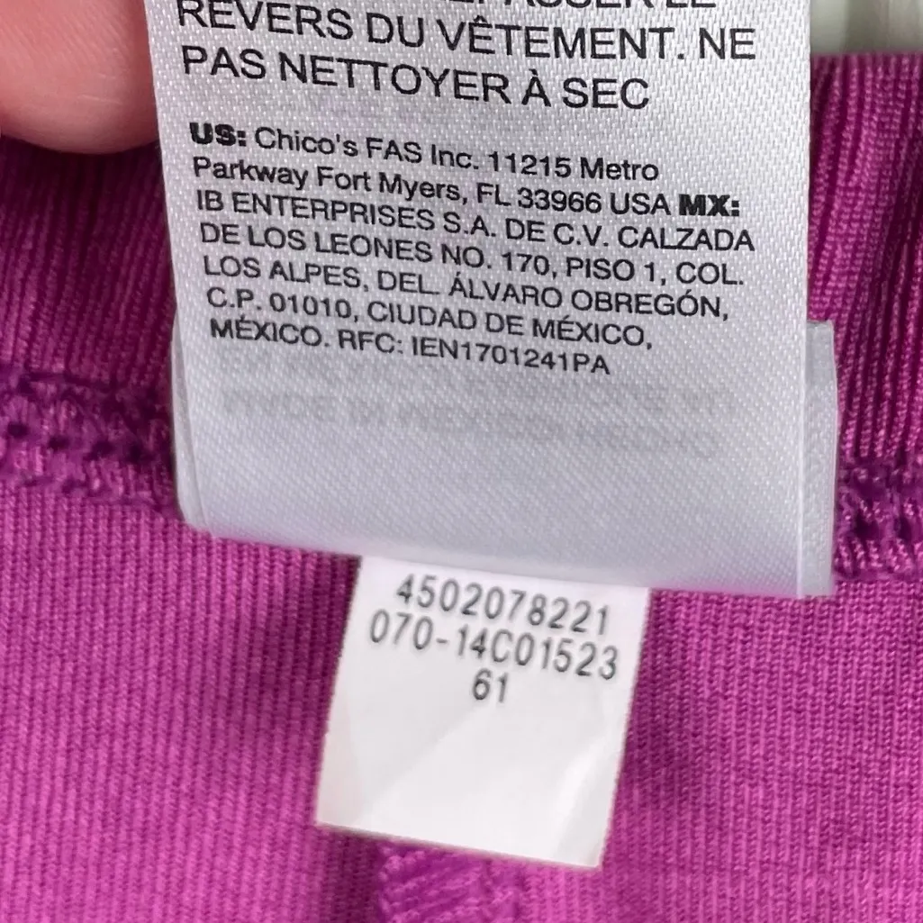 Chico's Travelers No Tummy Pants Size 0T US 4/6 Tall Purple Clover Stretch Knit - Image 8