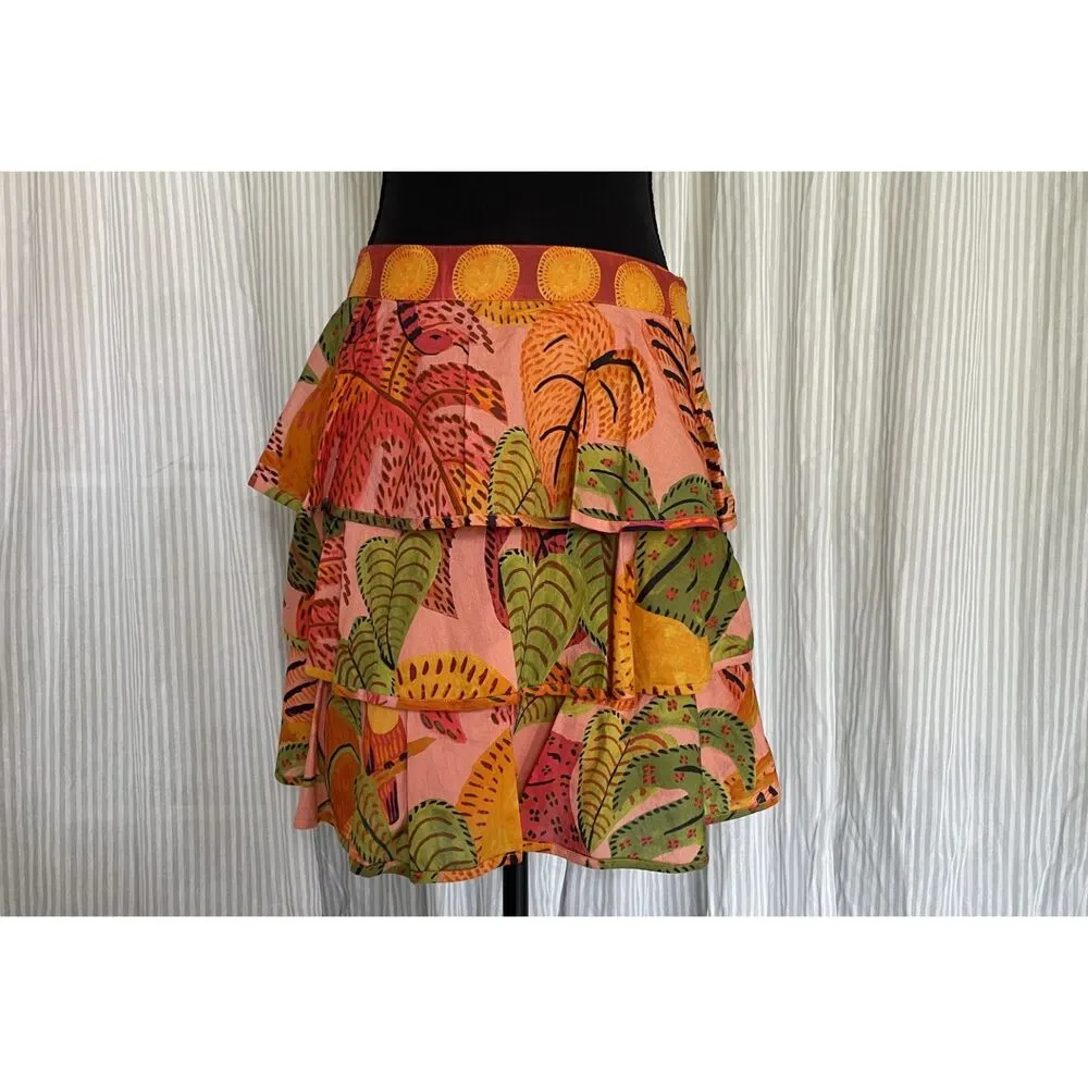 NWT Farm Rio Women's Small Summer Dreams Mini Skirt Tiered Vacation Summer Boho - Image 3