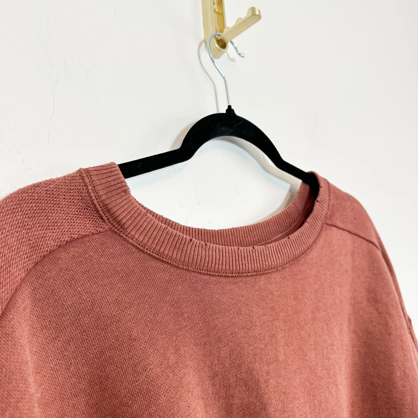 Aerie | AE Fleece Cropped Crew Neck Sweatshirt in Rust Brown - Image 5