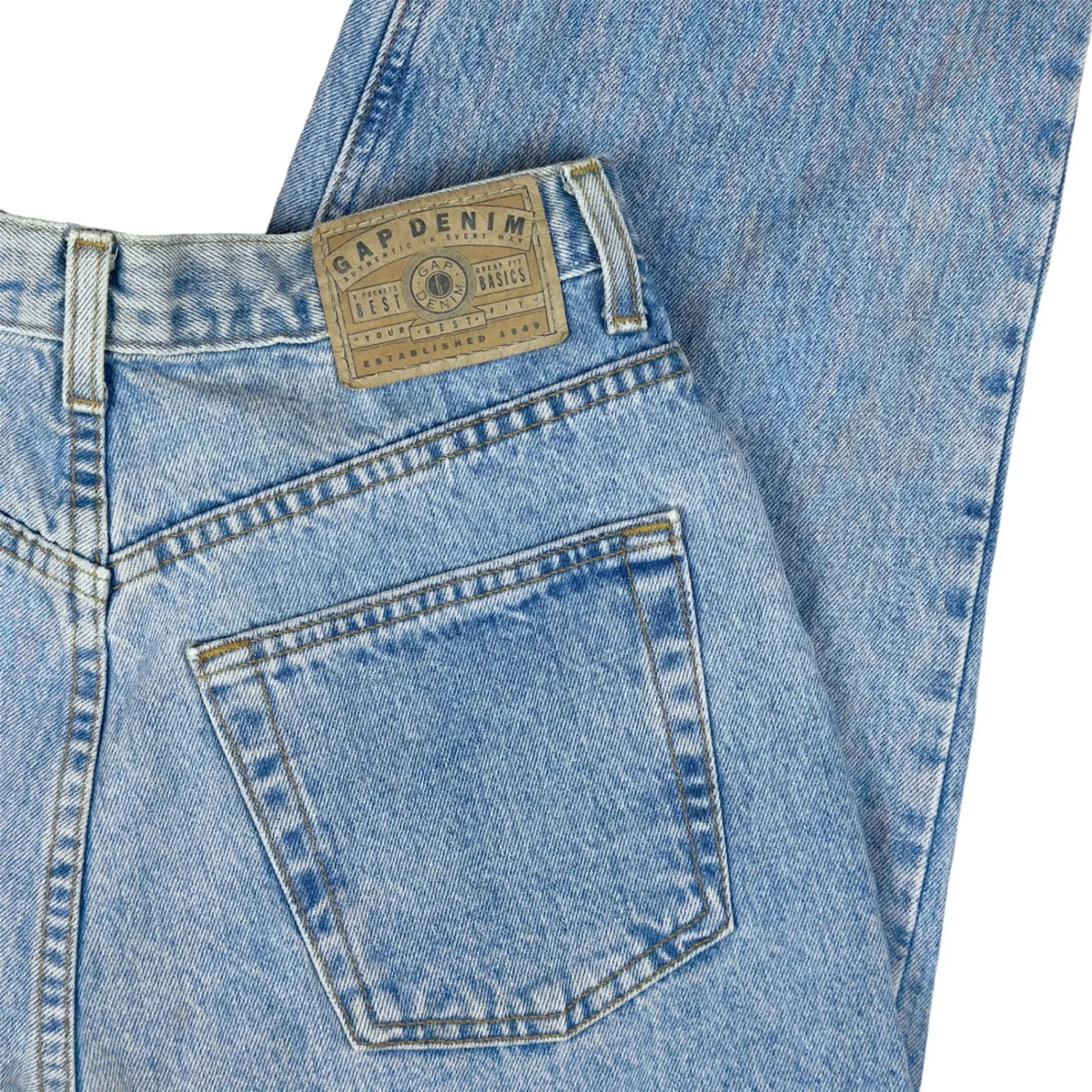 Vintage GAP Reverse Fit Women's 8R High Rise Tapered Jeans Light Wash Early 90s - Image 2