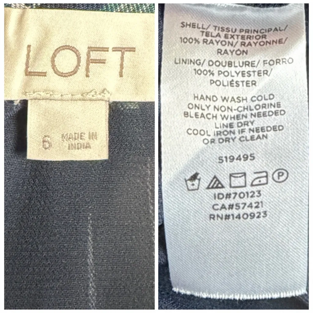 LOFT Green Navy Blue Plaid Cap Sleeve Keyhole Belted Shift Dress Women’s Size 6 - Image 11