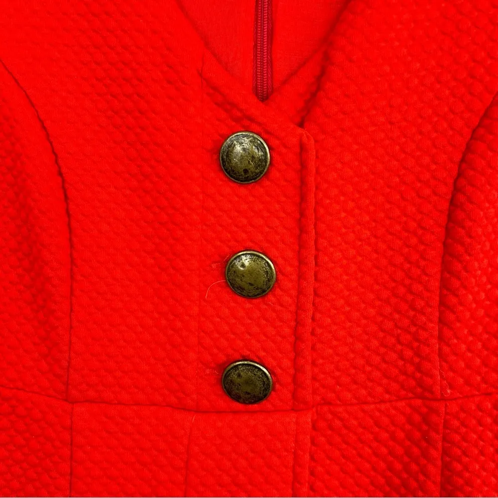 Maeve Red Quilted Button Front Sleeveless Sheath/Pencil Dress Size Small - Image 9