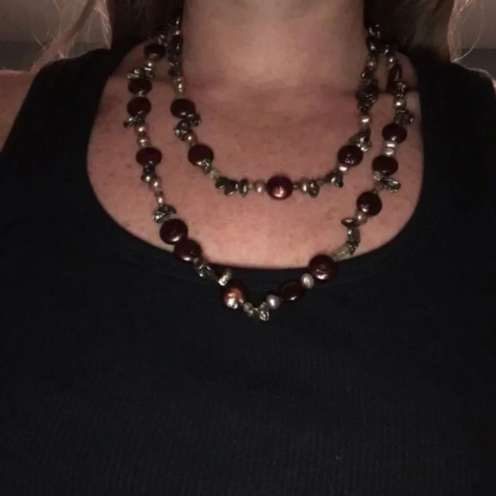 Brown & Olive Colored Beaded Necklace Brown - Image 5