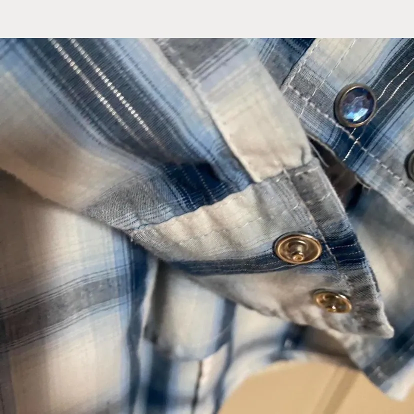 Western Button Down Shirt in Blue and White Size XXL - Image 4