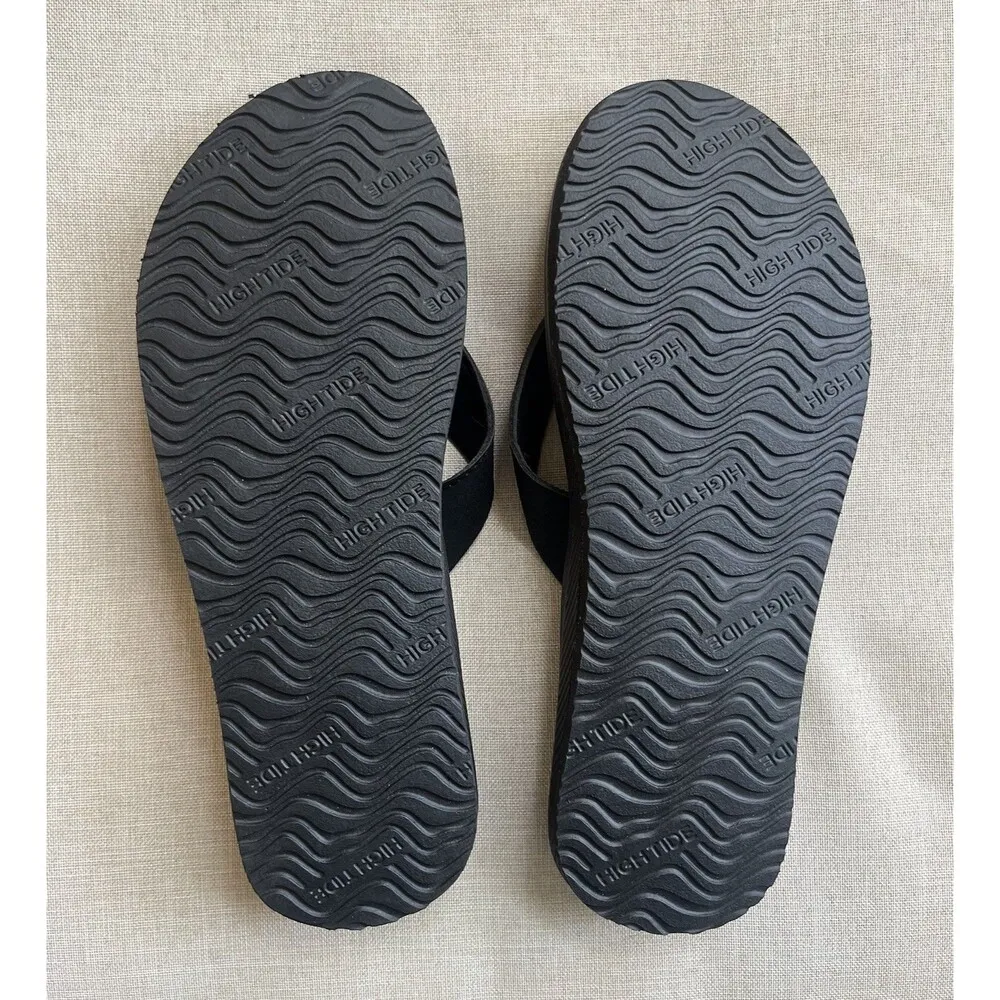 High Tide Black Sandal Flip Flop Comfort Tropical Beach Floral Size 9 - Image 9