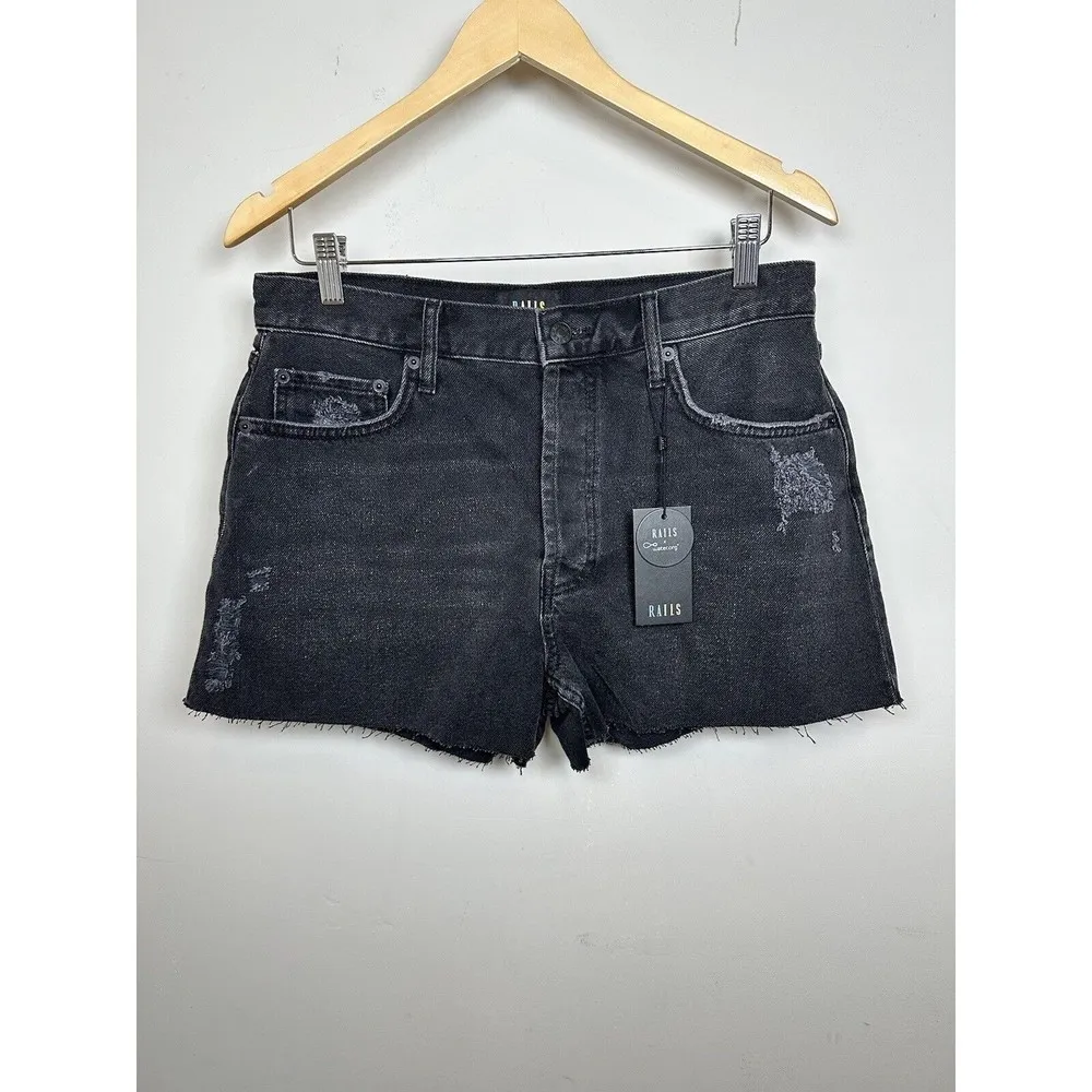 Rails  The Fairfax High Rise Cut Off Denim Shorts Ash Black Women's Size 30 NWT - Image 2