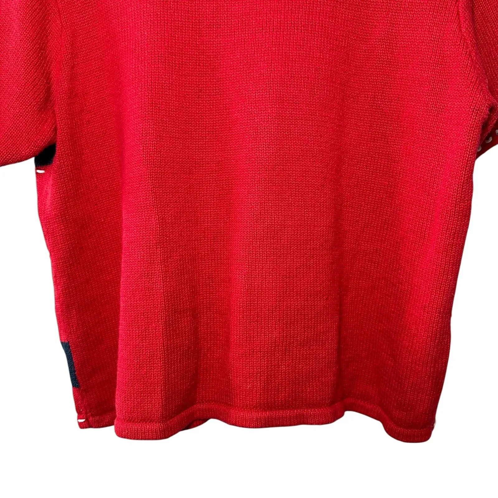 Vintage Nautical‎ Sailboat Sweater L Red Ramie Cotton Coastal Grandma Cardigan Size L - Image 11