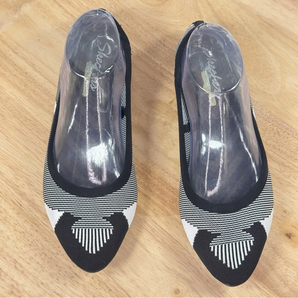 Skechers Women's Cleo Wham Slip On Ballet Flats Geometric Black White 9 - Image 4