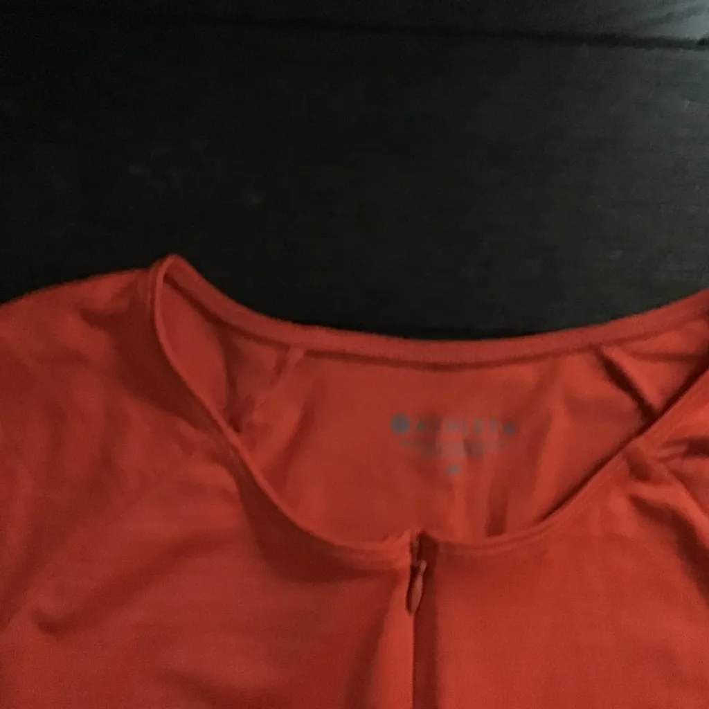 ATHLETA ORANGE RUCHED YOGA ATHLETIC TOP. M - Image 5