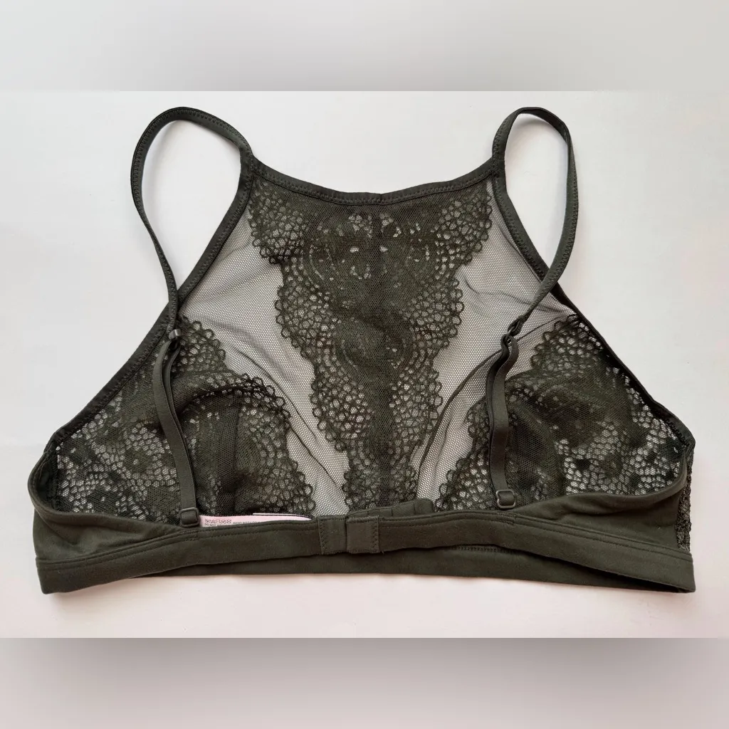 Victoria's Secret Women’s Khaki Lace Halter Bralette Size M‎ - Image 3