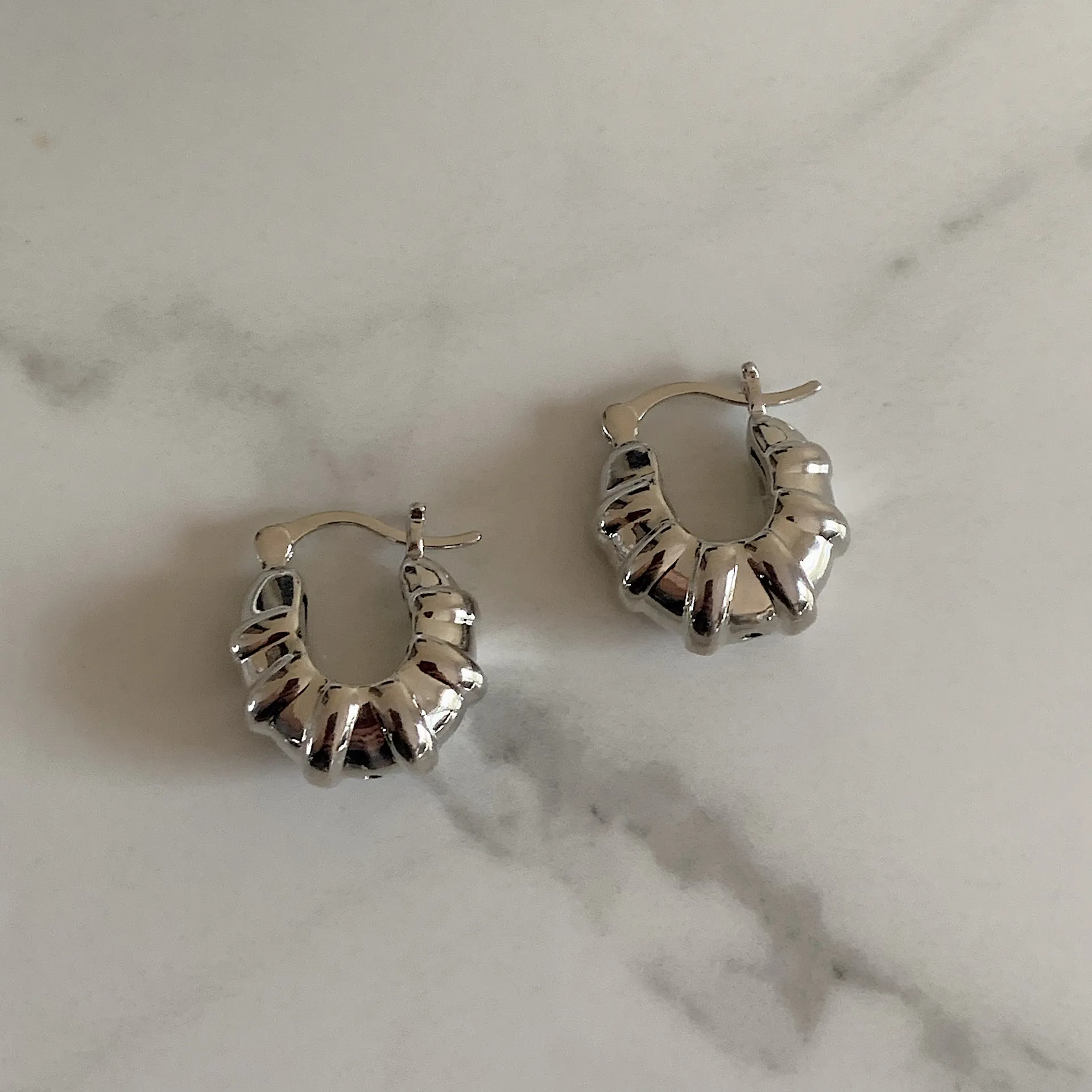 Croissant earrings Chunky hoops earrings silver earrings dainty earrings - Image 7