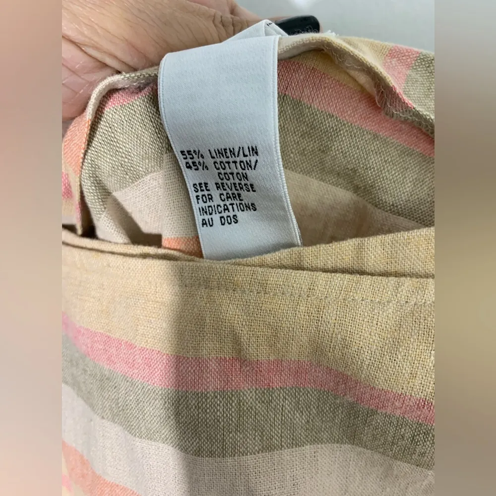 Talbots vintage striped linen wrap, maxi skirt. pink orange, green yellow 14 - Image 5