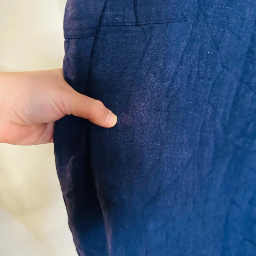 Rachel Pally Dark Blue Linen Alda Square Neck Wide Leg Flare Jumpsuit Size M - Image 7