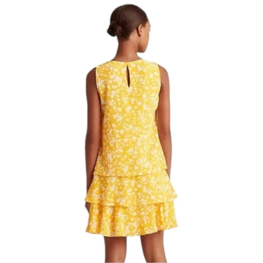 NEW Lauren Ralph Lauren Yellow and White Floral Crepe Shift Dress Size 10P - Image 5