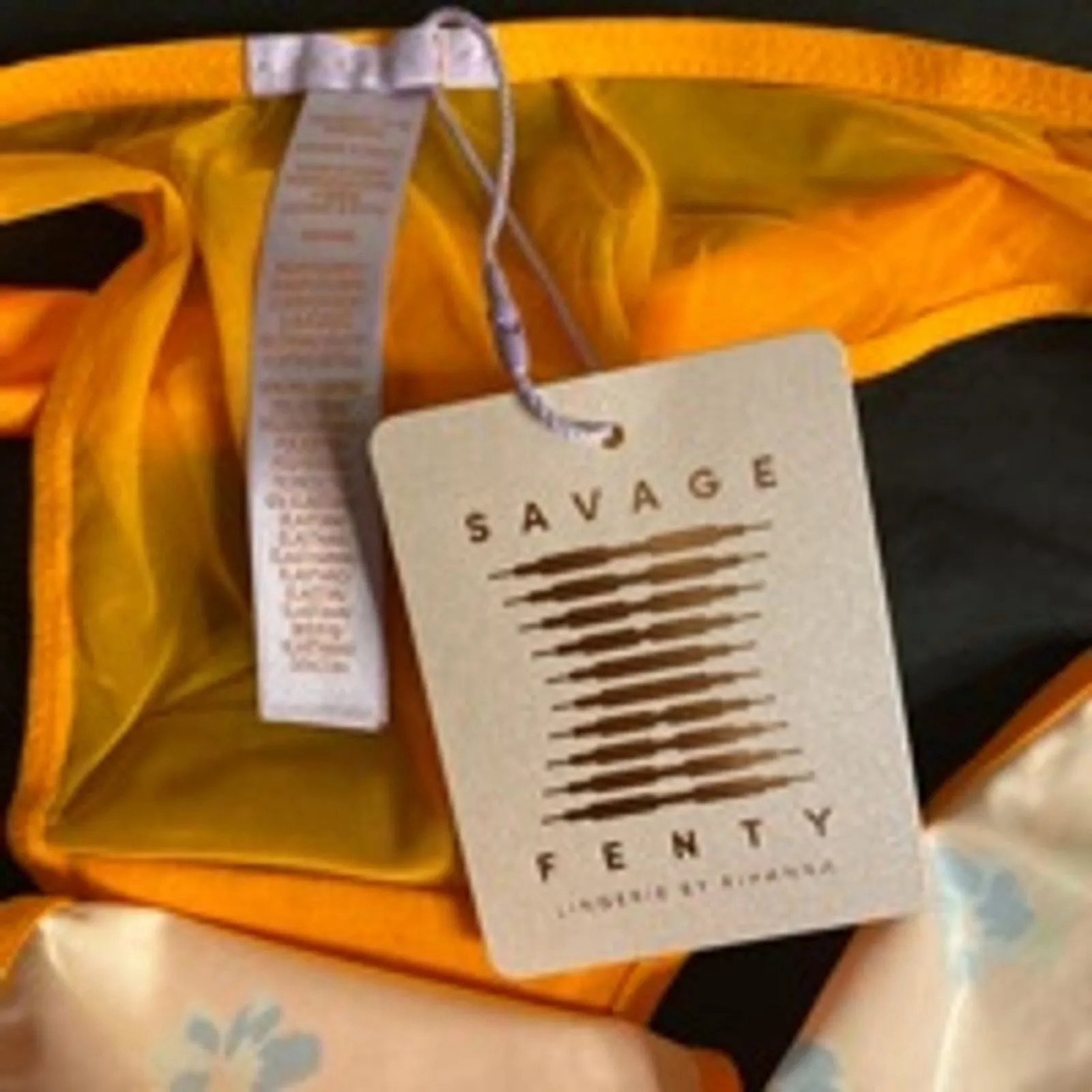 Savage X Fenty Orange Floral Print Thong Lingerie Panty Size S Size M - Image 5