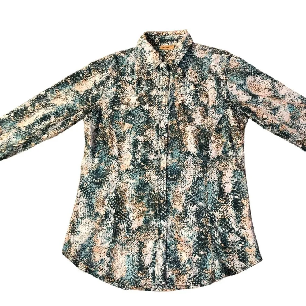 Wrangler Western Blouse Womens M Used Pearl Snap LW1021Q - Image 11