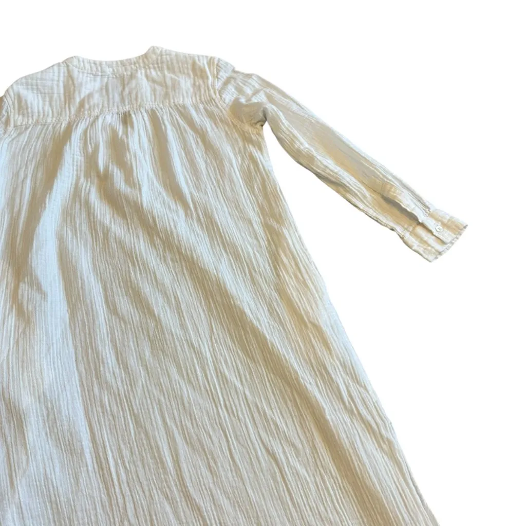 Gap White Gauze Midi Length Dress Long Sleeve V-Neck 100% Cotton Size Small - Image 10