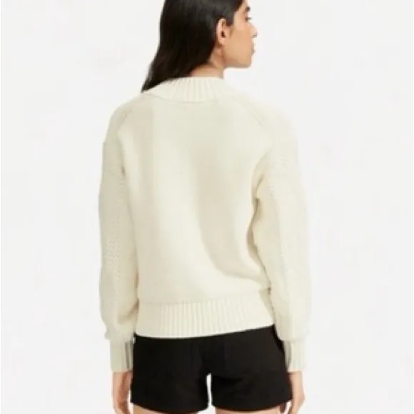 Everlane The Texture Cotton Crew Sweater Ivory Size Small - Image 3