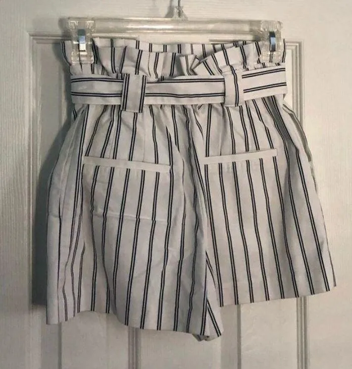 paperbag striped shorts with belt - Image 2
