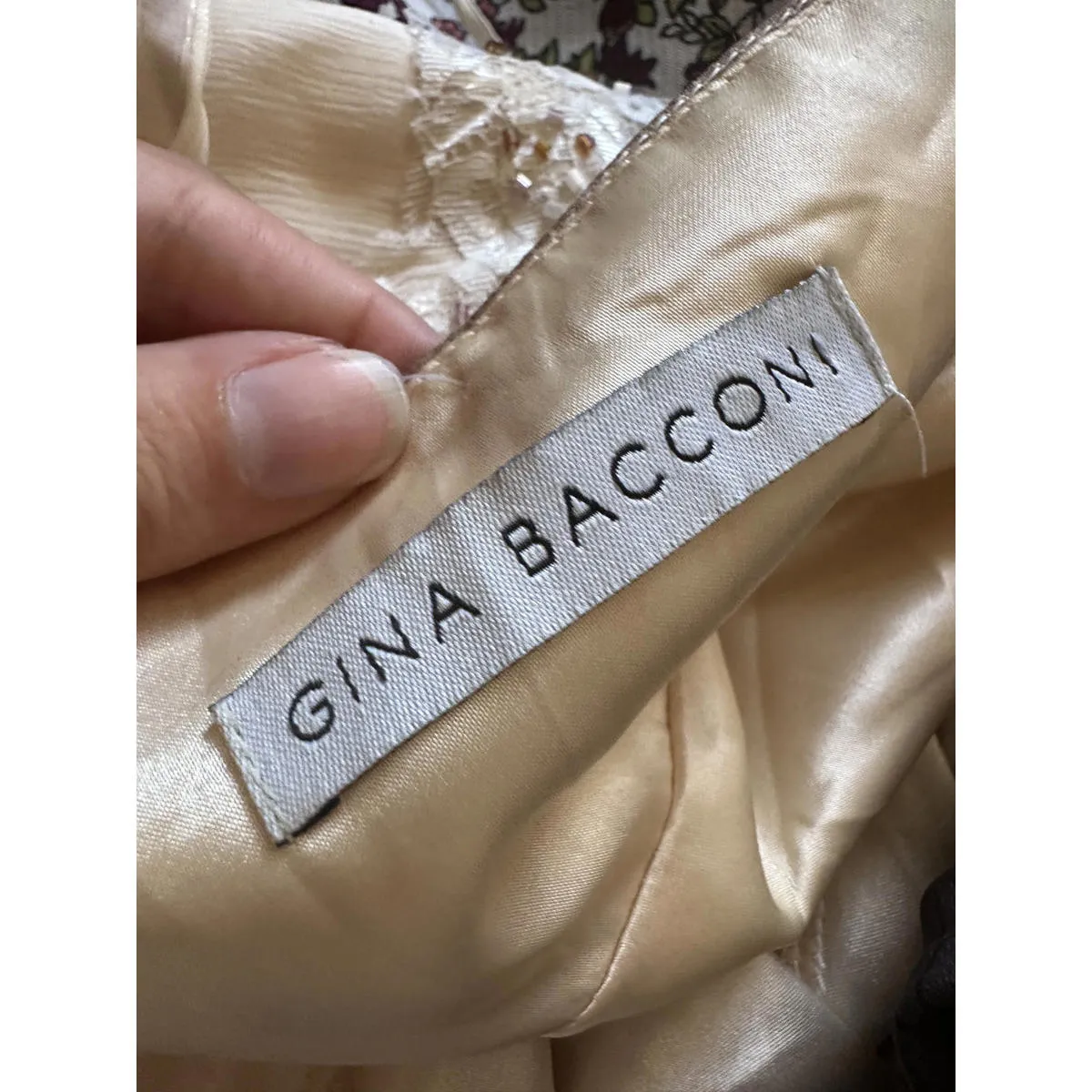 Gina Bacconi White Lilac Lace Watercolor Formal Dress Purple Size M - Image 7