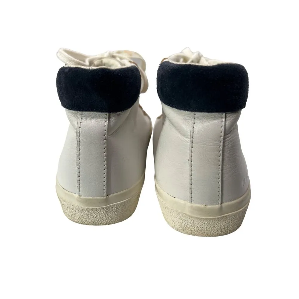 Madewell MWL High Top Sneakers White Leather Suede Brown Accents Size W 8 M 6.5 - Image 5