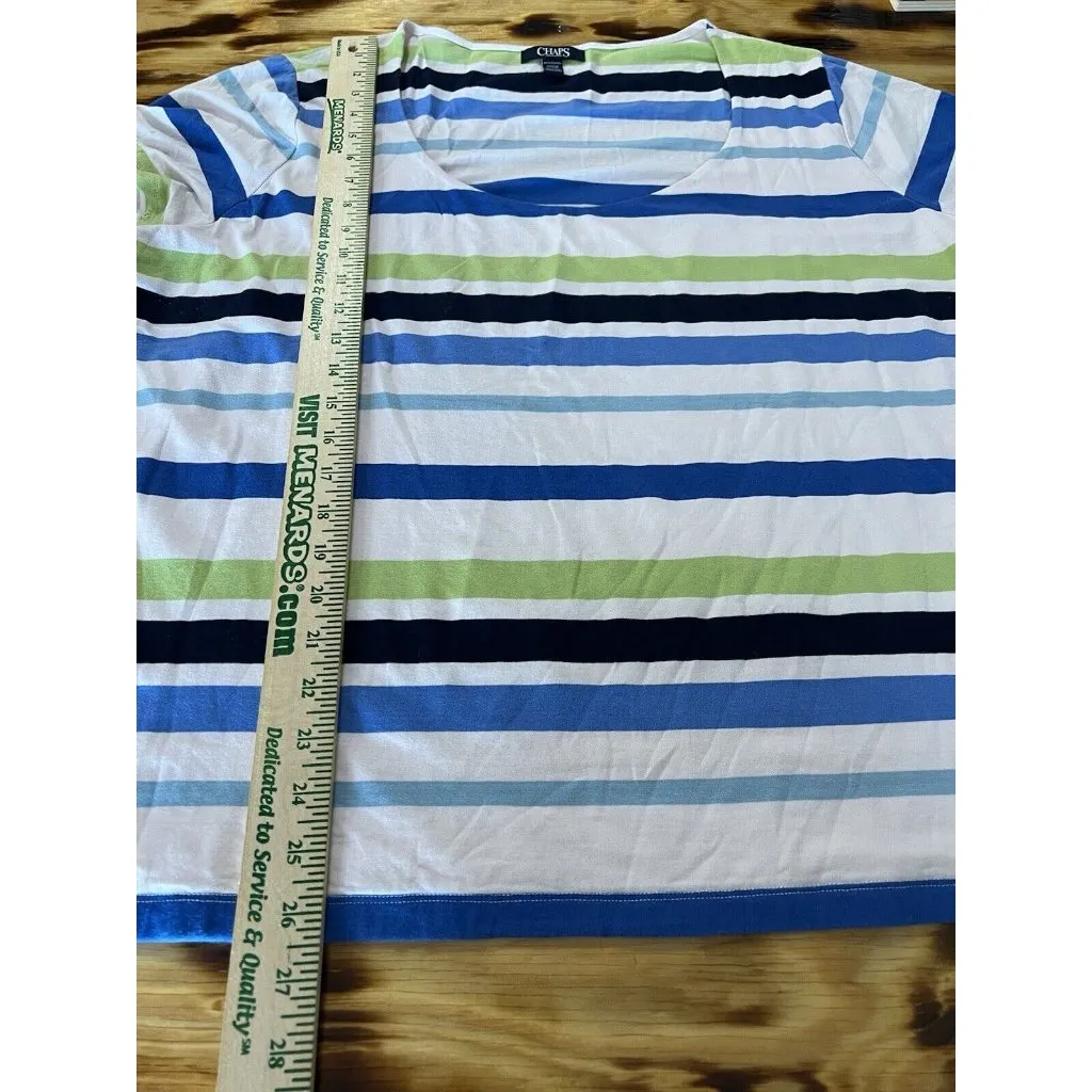 Chaps ladies t-shirt size 3X (96%cotton 4 % spandex) Stripe‎ Classic Preppy City - Image 3