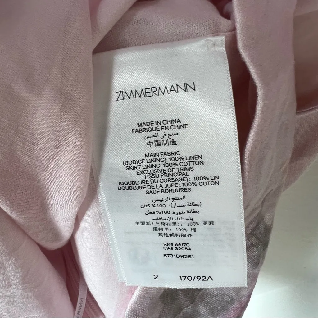 NWT Zimmermann Crush Frill Mini Dress in Pink Floral - Image 10