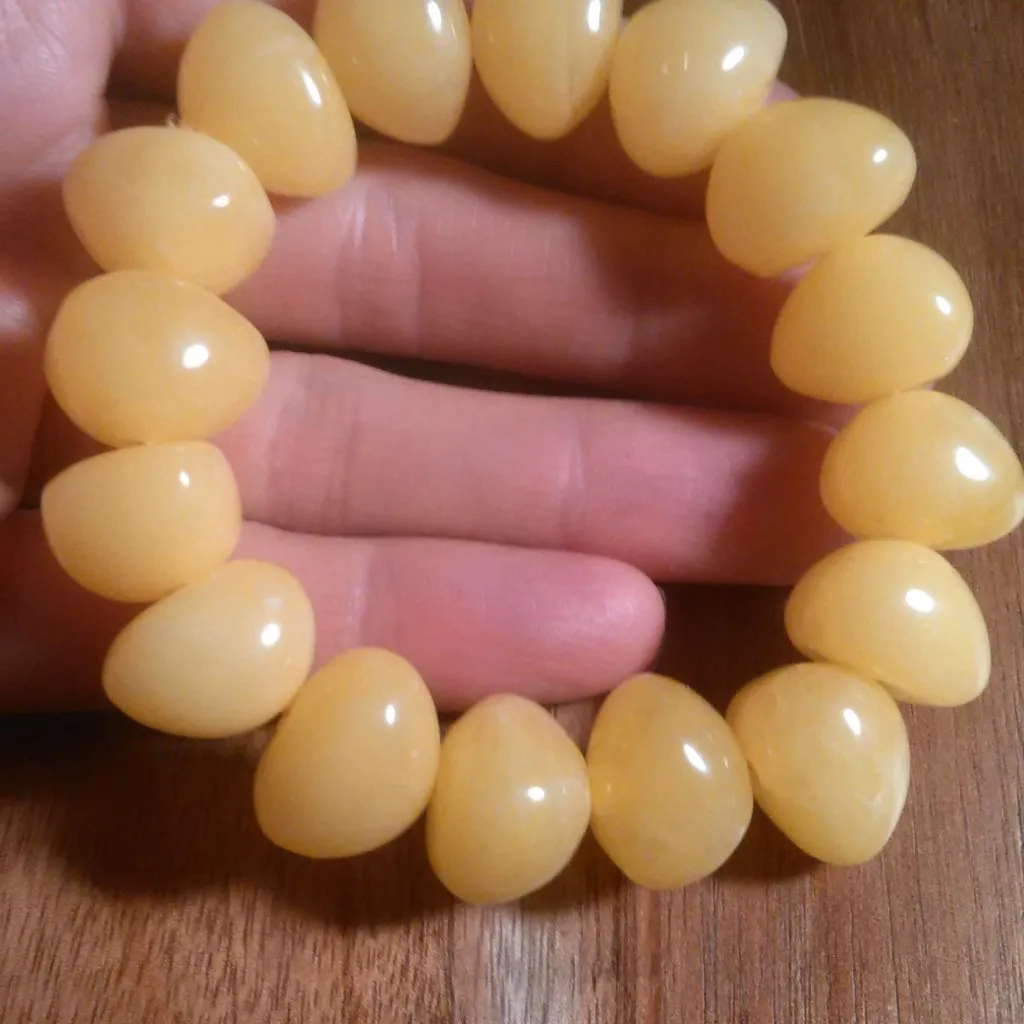 Lab Created Light Amber Nuggets Stretch Bracelet - Image 6