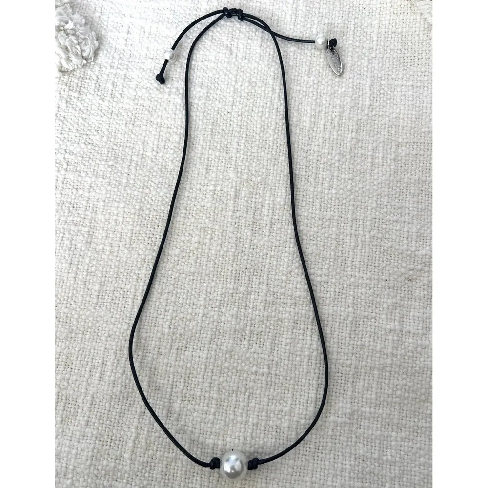 Plunder Single Pearl Choker Necklace Adjustable - Image 2