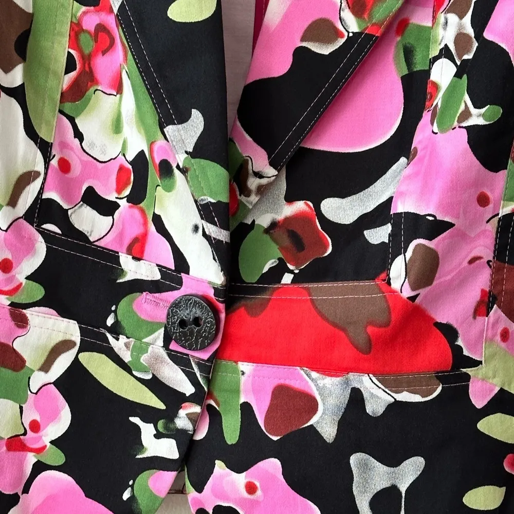 Insight Floral Print Single Button Peplum Style Blazer Size 6 Office Career Pink - Image 2