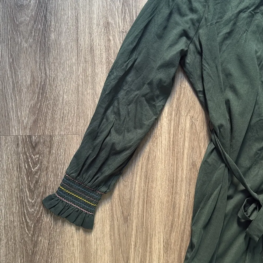 BODEN Elegant Green Button down Midi Dress Jersey Casual with Beautiful collar Size XL - Image 7