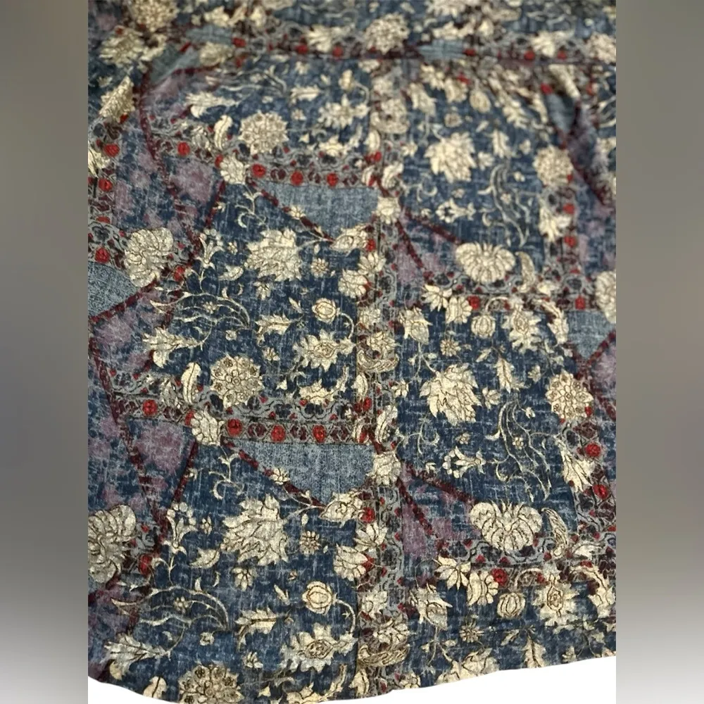 Ecoté Urban Outfitters Women’s Floral Shirt Boho 3/4” Sleeve Blue Paisley Size M - Image 3