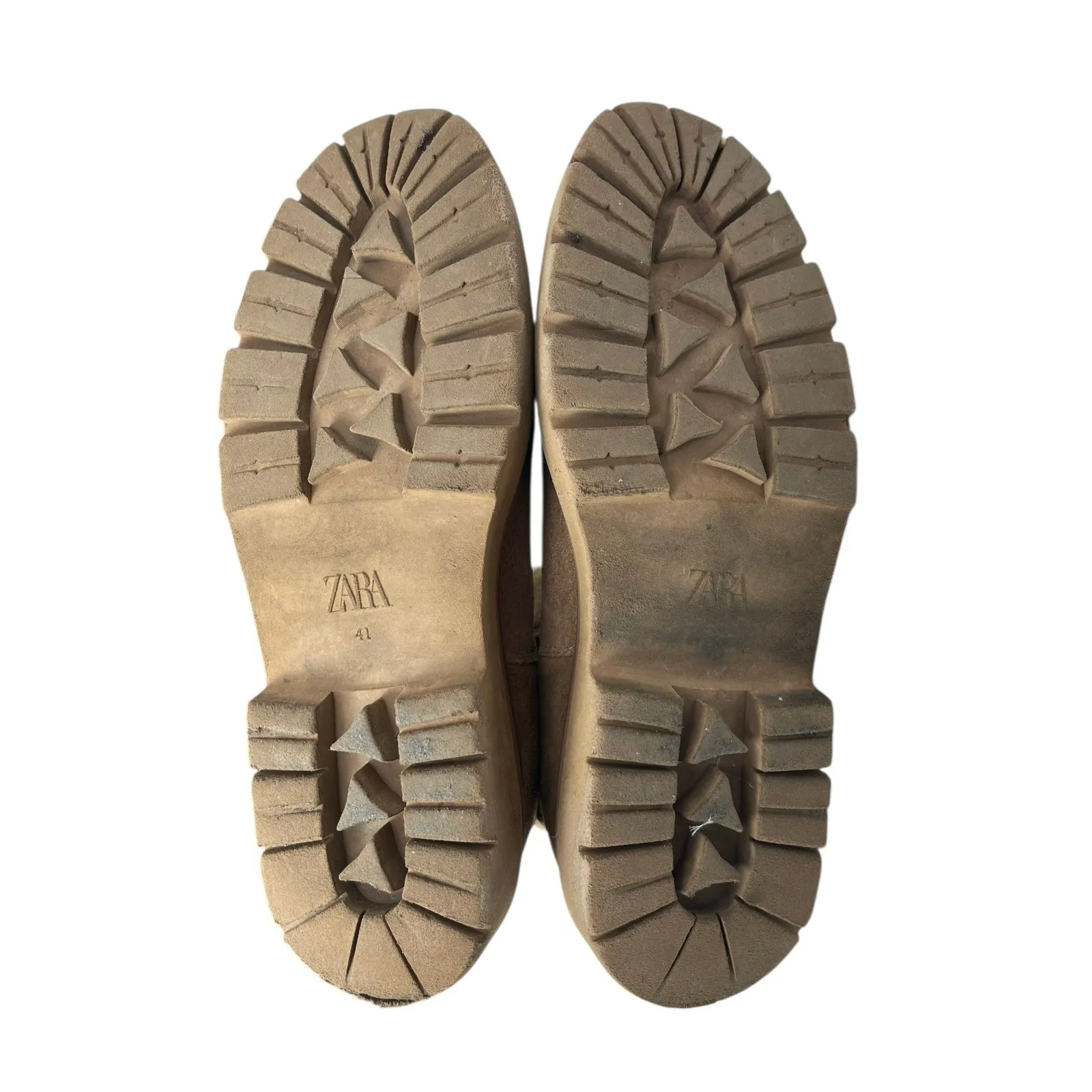 ZARA Womens Brown Suede Side Gore Chunky Sole Round Toe Ankle Chelsea Boots 10.5 - Image 4