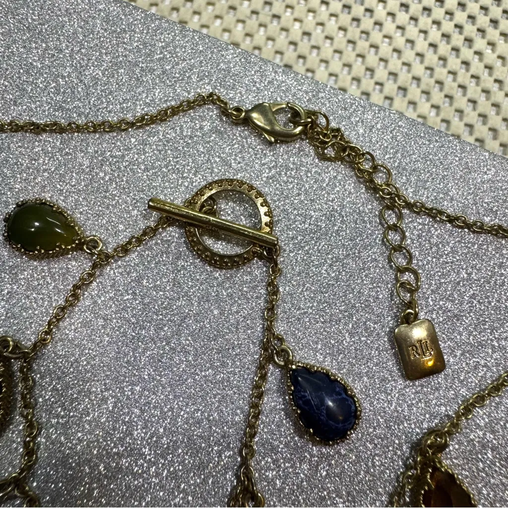 Vintage Lauren Ralph Lauren Teardrop Gem Necklace & Bracelet Set - Image 9