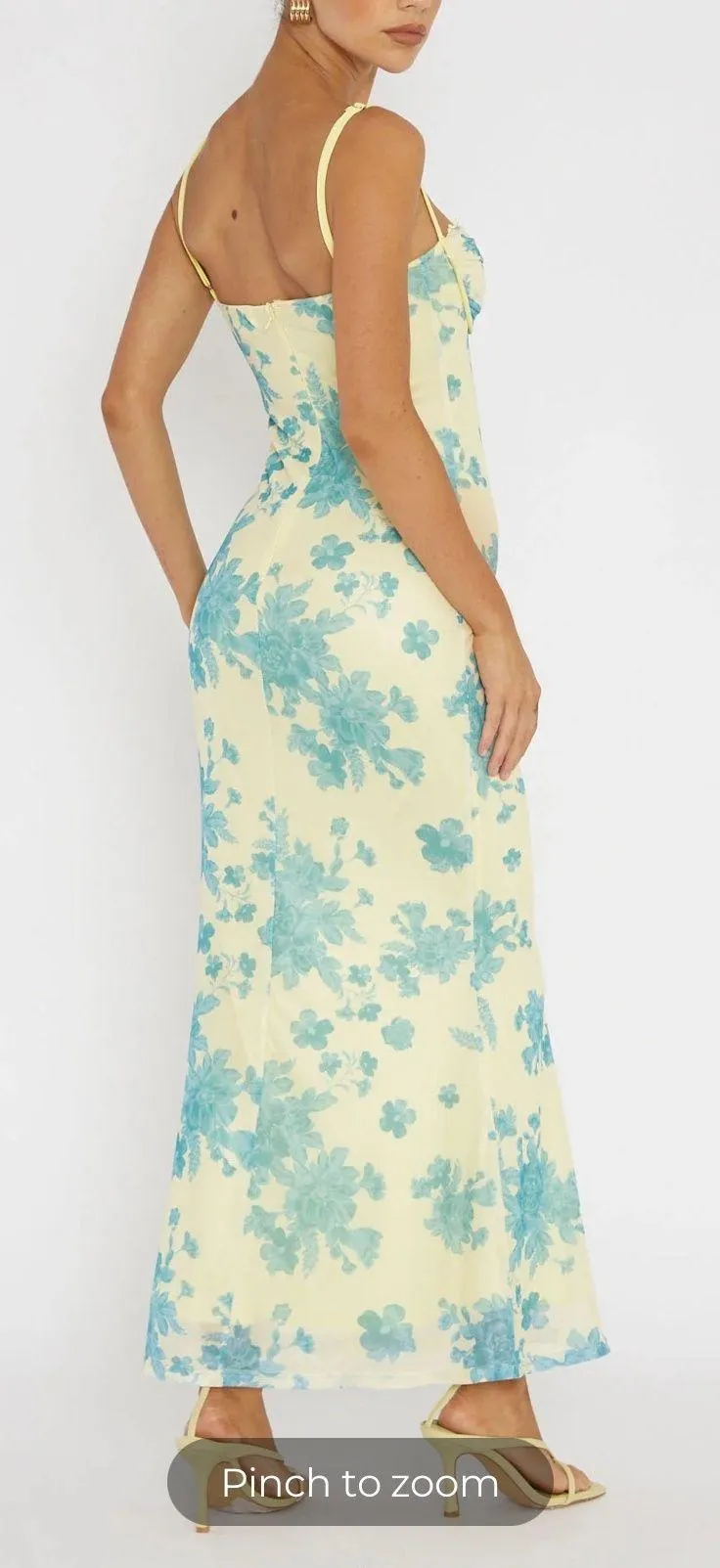 Lace Trim Yellow Blue Floral Maxi Small - Image 2