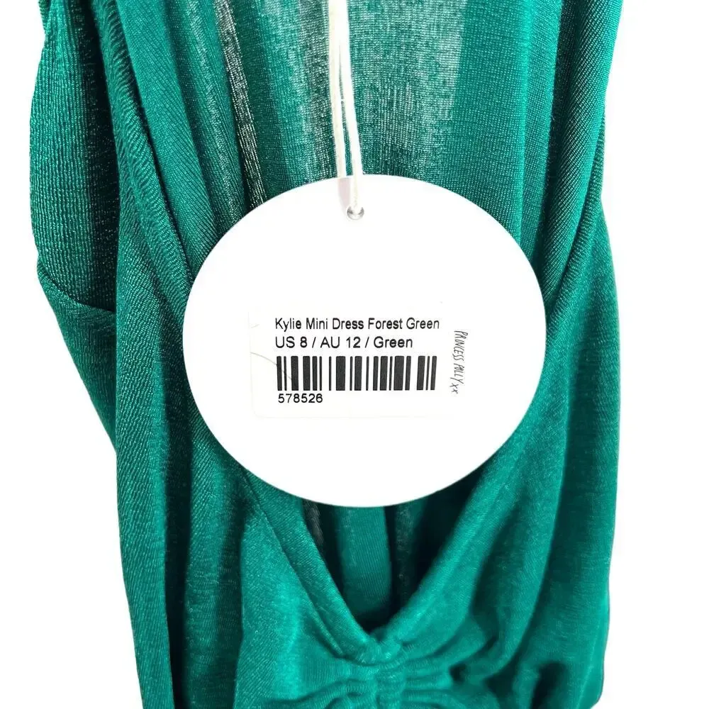 Princess Polly Kylie Mini Dress Forest Green Cut-Out‎ Ruched Bodycon Size US 8 - Image 11