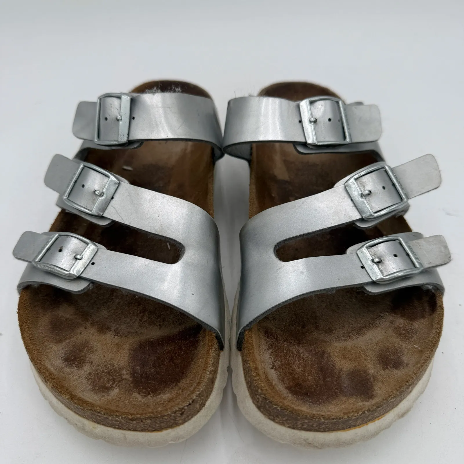 Birkenstock Betula Women's Silver Leo Leather Sandals Size 265 / 10-10.5 - Image 4