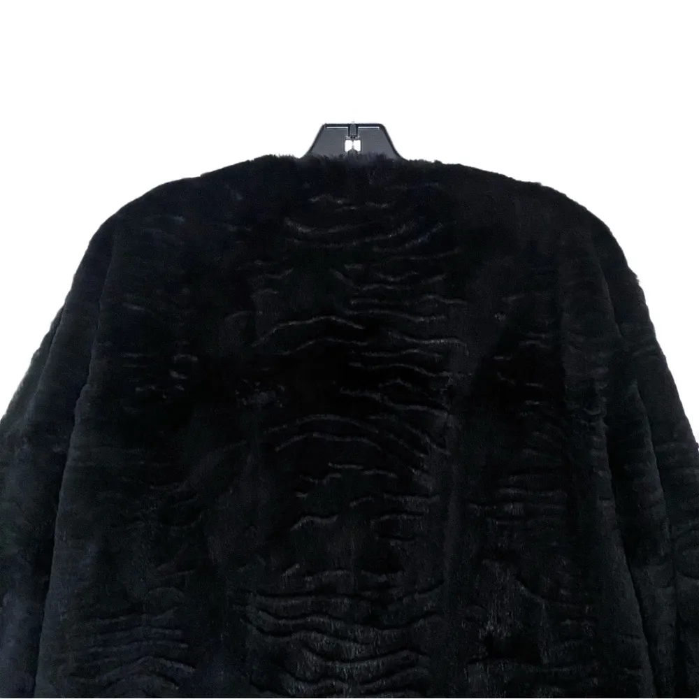 Dawn Levy Catina Coat Rabbit Fur Black Textured Small EUC - Image 9