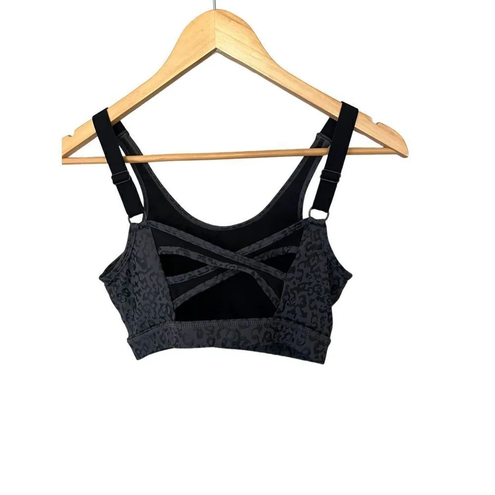 UFC‎ Gym Black and Gray Cheetah Print Adjustable Sports Bra - Image 2