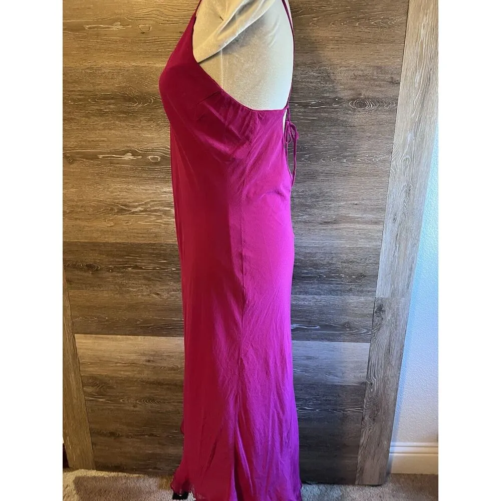 Fushia Silk Dress Cocktail Open Back Custom More Italy Sz Small Party Formal - Image 5