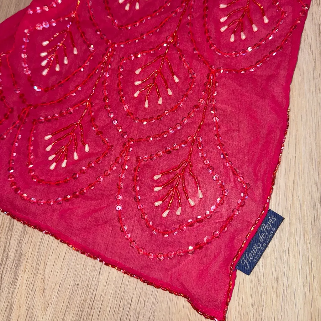 Fleur deParis Vintage Pink Beaded Whimsical Fairy Scarf - Image 2