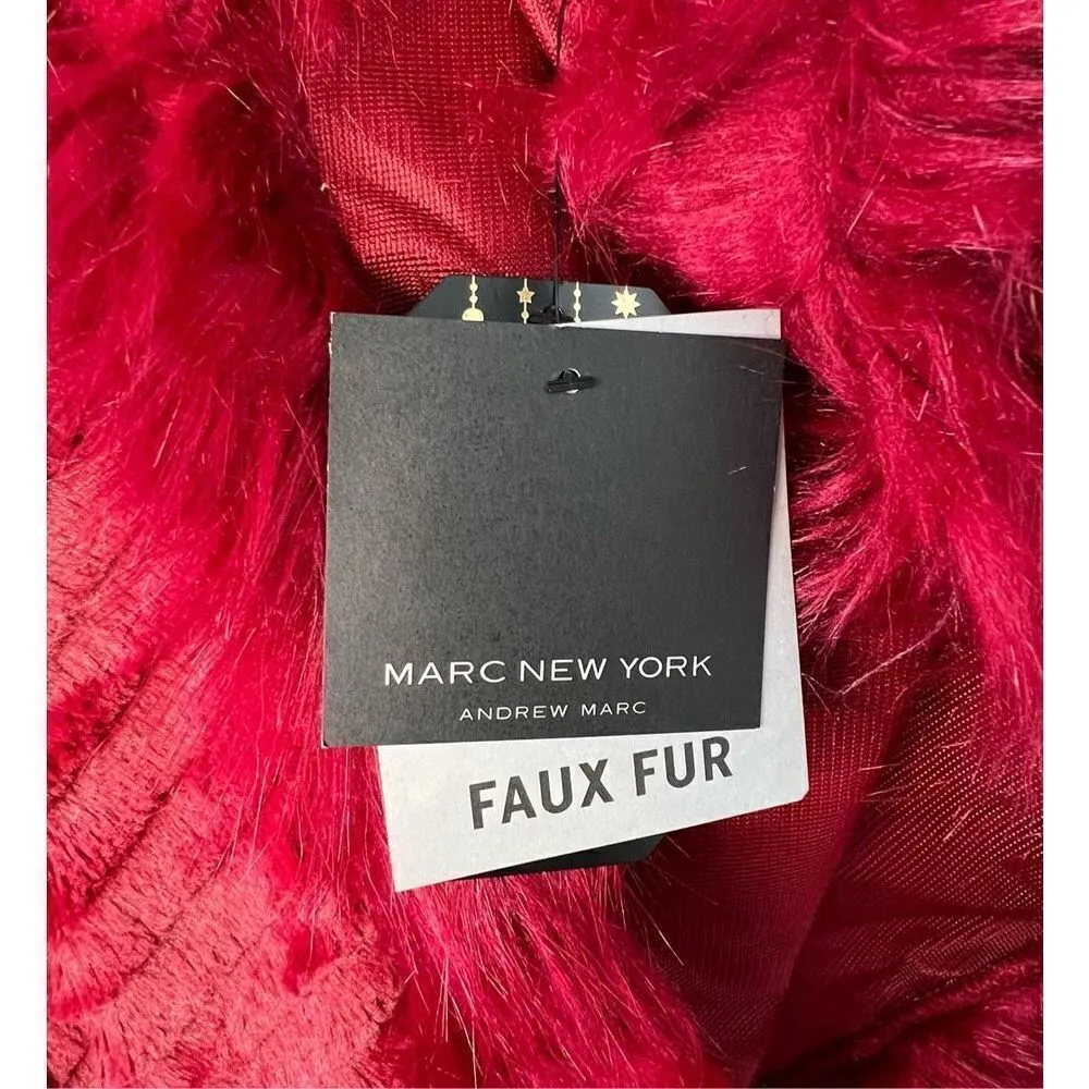 NWT Marc New York Faux Fur Cranberry Shawl Red Size 0X - Image 3