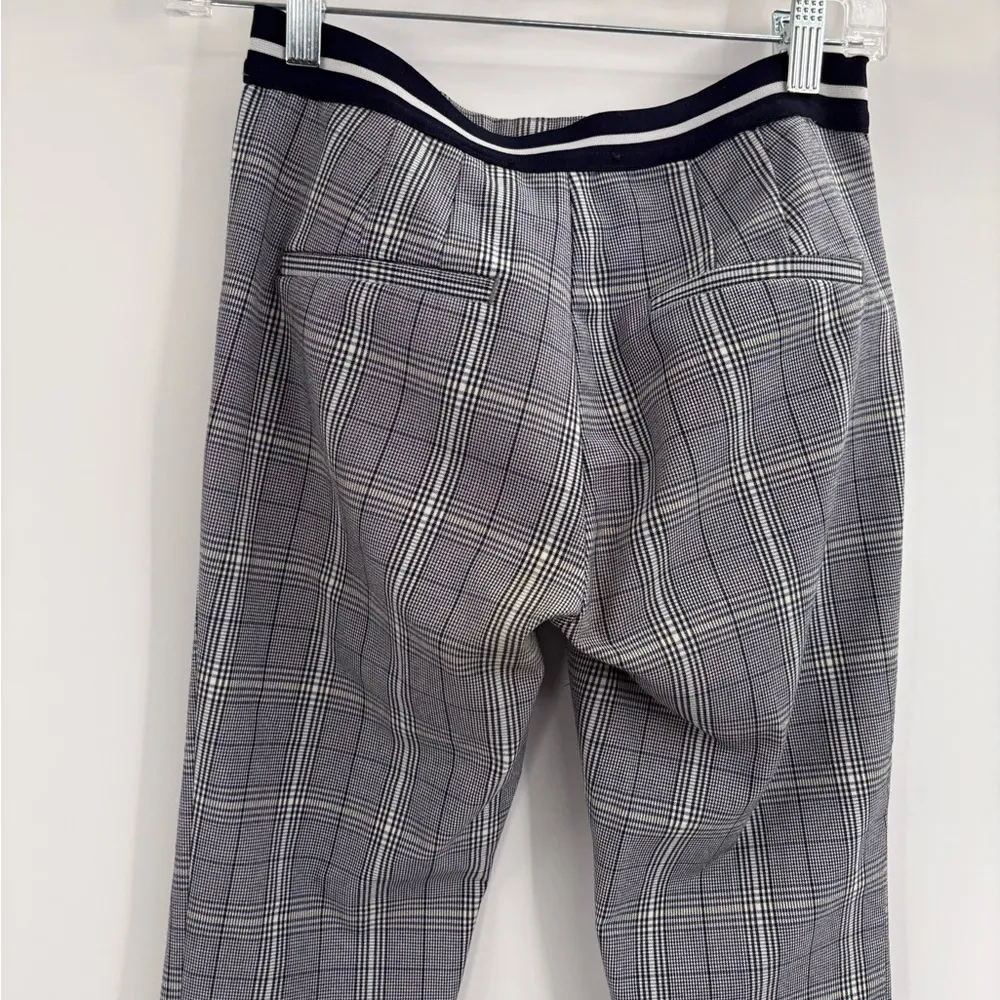 Zara Basic Gray Checkered Plaid Trousers Elastic pull on Back Waist Pant size xs - Image 11
