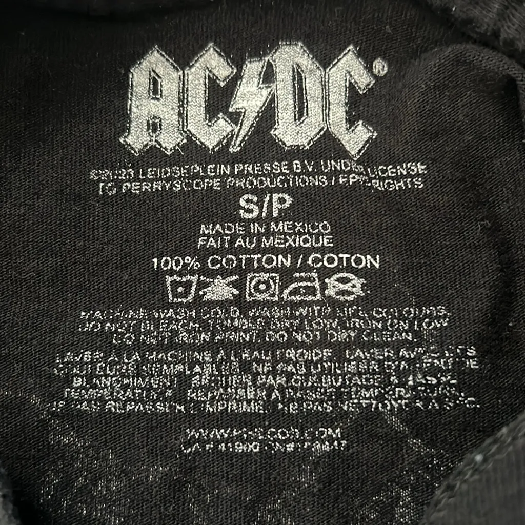 AC/DC Lightning Tour Shirt Black Size Small - Image 4