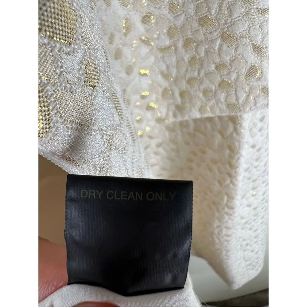 Cynthia Steffe Women's Diandra Metallic Dress Gold Cream Size 12 - Image 9