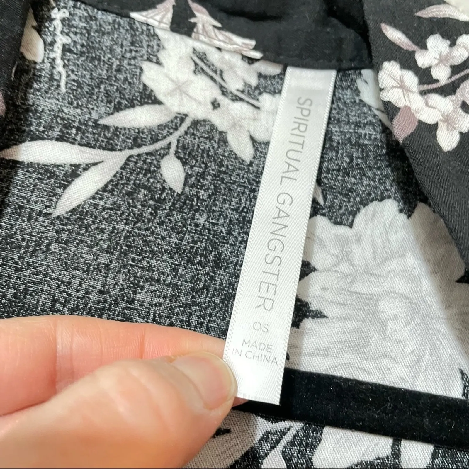 Spiritual Gangster Black Floral Kimono Cardigan Duster Womens OS Boho Festival - Image 7